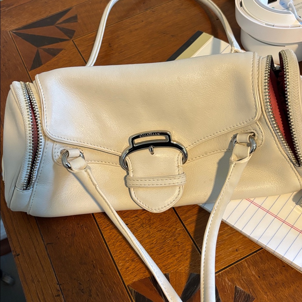 Cole Haan White Shoulder Bag with Silver Accents - Picture 6 of 10